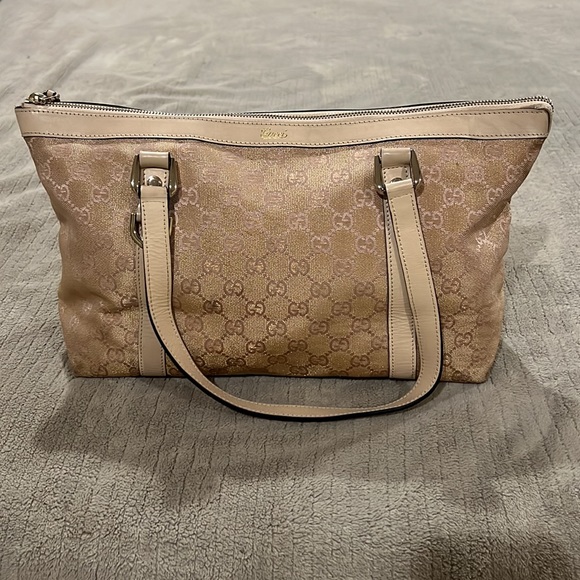 Gucci GG canvas Abbey D-ring tote beige tan gold medium size authentic - Picture 2 of 15